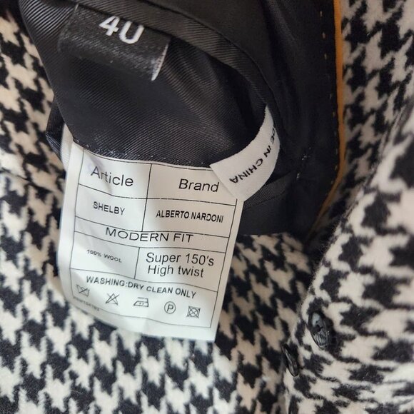 NWT Alberto Nardoni Longline Houndstooth Shelby Coat Size 40 - Picture 7 of 8